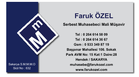 Sakarya li Hendek lesinde Serbest Muhasebeci Mali Mavir olarak faaliyet gsteren Faruk ZEL'in web sayfas.